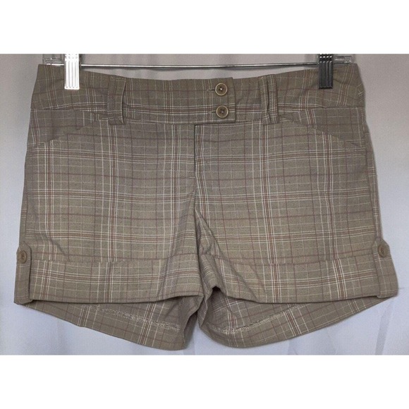 Tracy Evans The Limited Pants - Tracy Evans Womens Light Brown Red - Plaid Short-shorts‎ Size 3
